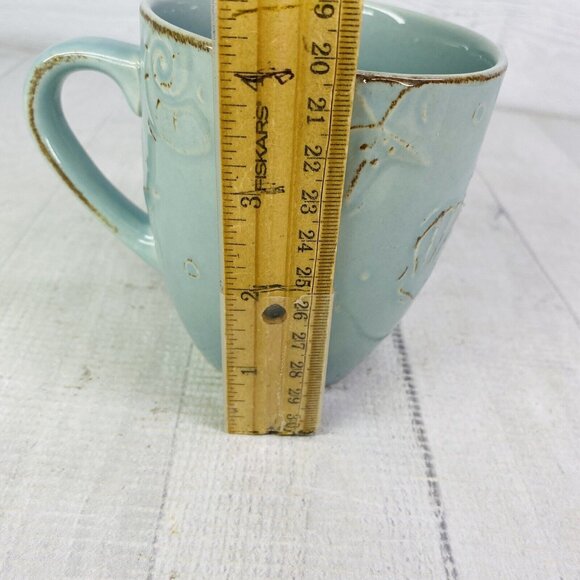 Thomson Pottery CAPE COD Embossed Seashells Stoneware 10.5oz 4"T Cups Mugs Set 2 - Picture 11 of 15